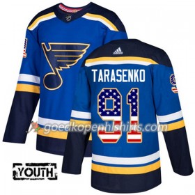 St. Louis Blues Vladimir Tarasenko 91 Adidas 2017-2018 Blauw USA Flag Fashion Authentic Shirt - Kinderen